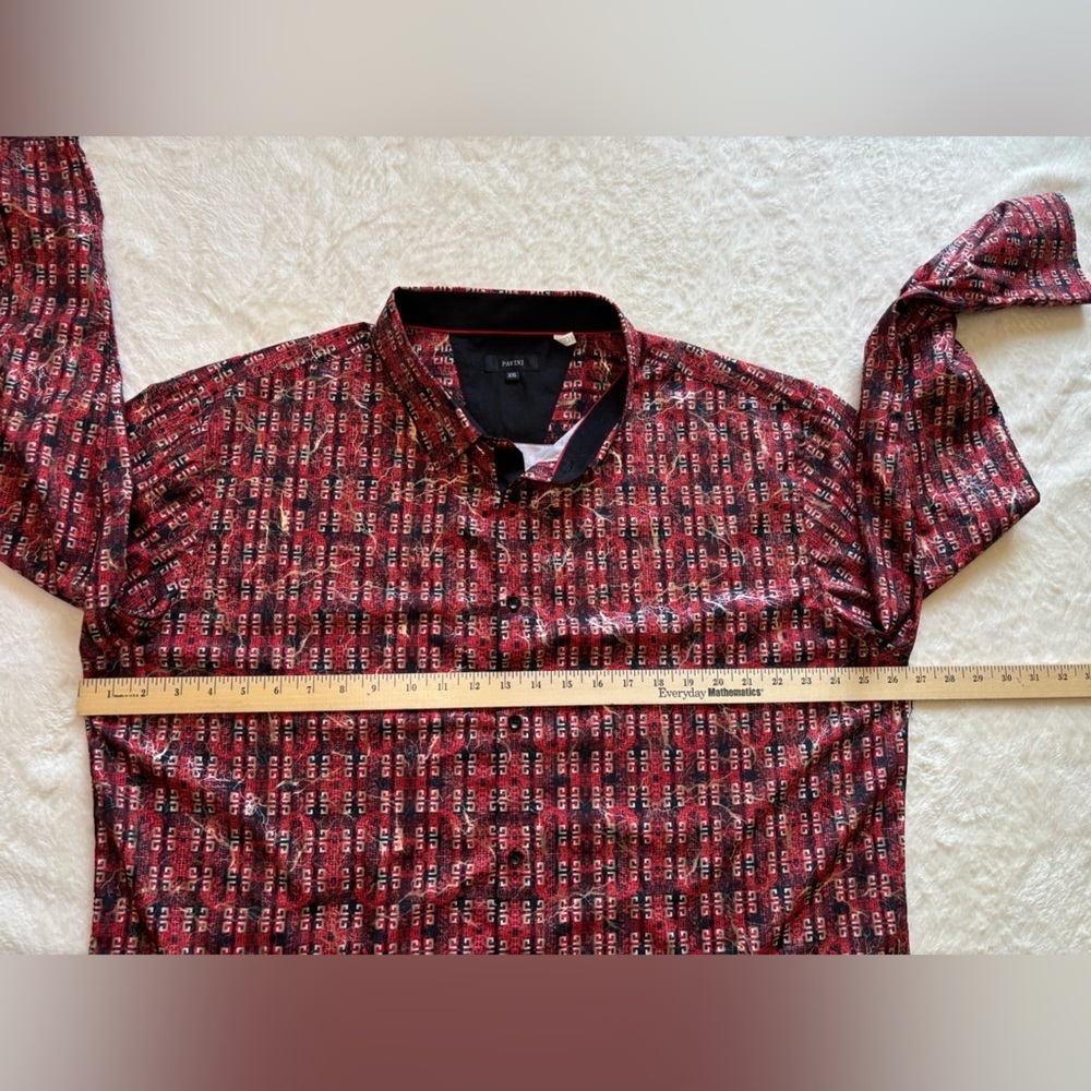 Vintage Pavini Red Button Down Shirt Size XXL Long sleeves Y2K - Picture 7 of 10
